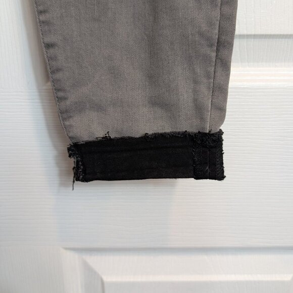 LIVERPOOL ankle skinny charcoal gray jeans with black distressed cuffed hem - Picture 6 of 16